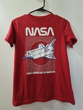 NASA Red Kids Short Sleeve Tee with Space Shuttle Graphic